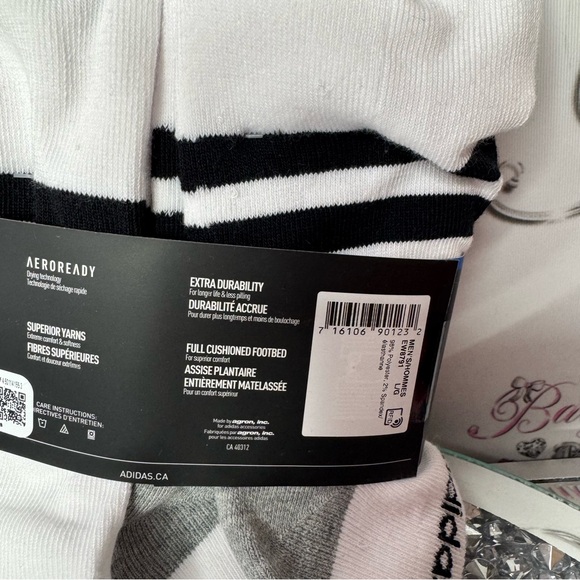 Adidas socks cushioned white grey black men’s 6-12 size brand new in package - Picture 6 of 6